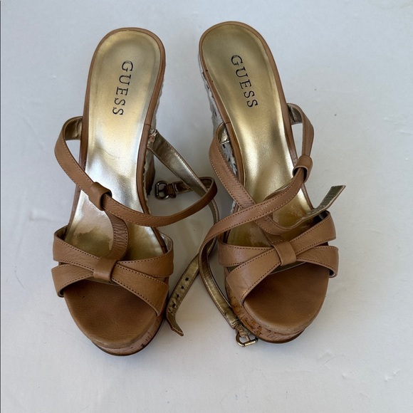 Guess Tan and Cream Lace Wedges - Picture 2 of 2